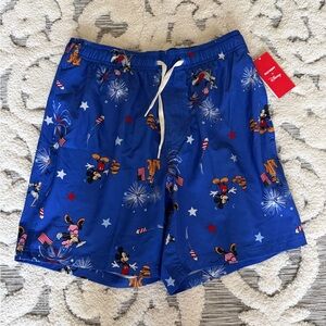 Old Navy Disney Mickey Mouse  Fireworks Blue Men's Swim Trunks size small NWT